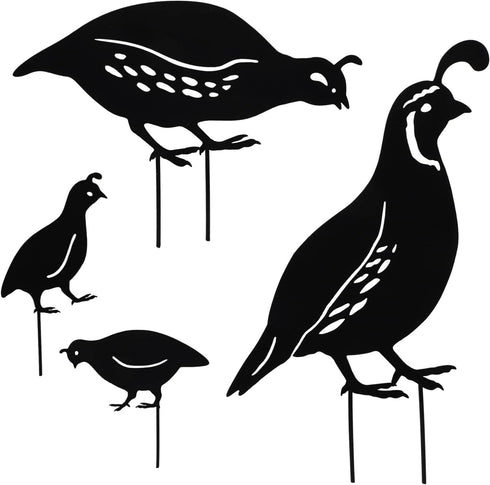 NUOBESTY 4PCS Quail Garden Decorative Statues Metal Quail Garden Stakes Animals Bird Outdoor Decoration for Lawns...