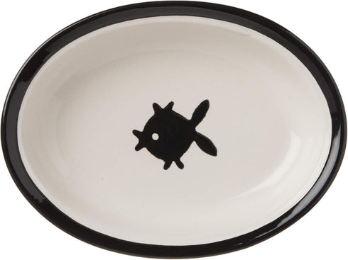 PetRageous 10070 Oval City Pets Stoneware Cat Bowl 6.25-Inch Wide and 1.5-Inch Tall Saucer with 1-Cup Capacity is Dishwasher and Microwave Safe fo...