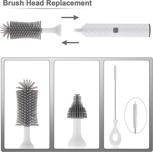Electric Baby Bottle Brush Set, Multi-Purpose Cleaner Brushes,360°high-Speed Rotation Cleaning,1500mAh,Waterproof IPX65,Perfect Baby Bottle Brushe...
