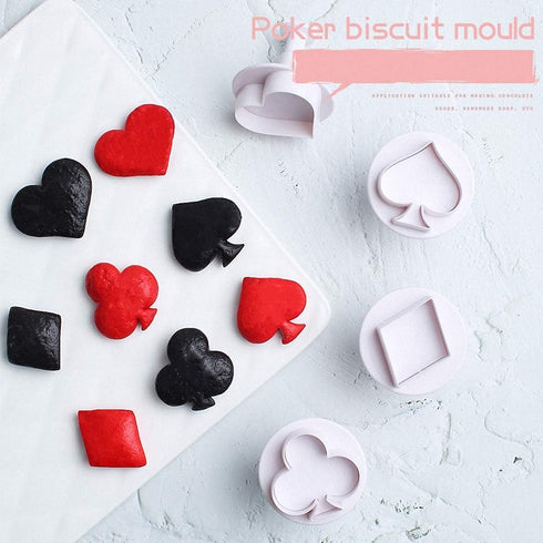 4Pcs/Set Poker Playing Bridge Plastic Cookie Cutter Playing Card Fondant Cutter (Spade, Club, Diamond, and Heart)...