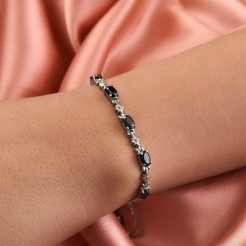 Shop LC Black Spinel Birthstone Bolo Bracelet for Women Wedding Jewelry for Bride Adjustable Slider Chain Birthday Gifts for Women...