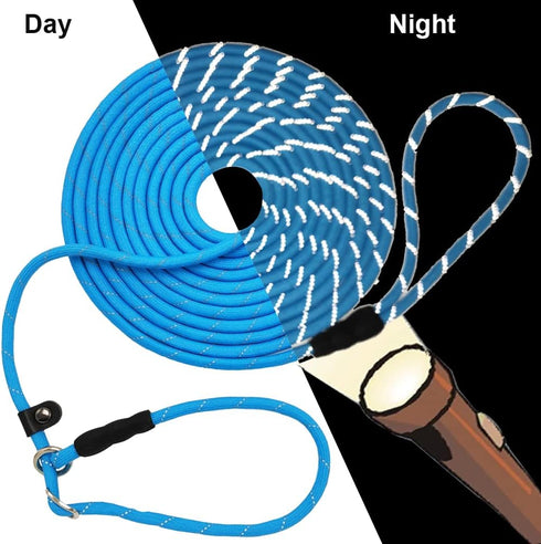 BTINESFUL 10FT / 15FT / 20FT Anti-Choke Slip Lead Dog Leash, Reflective 1/3” Rope Leash Long Training Lead for Small Medium Dogs blue...