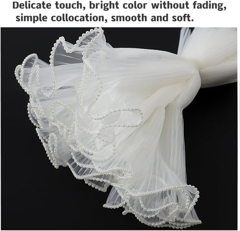 2 Pack 4.3 yards Flower Wrapping Paper Flower Shop Bouquet Supplies White Pearl Wave Yarn Flower Wrapping Paper Material Yarn Bouquet Fold Wave Ya...