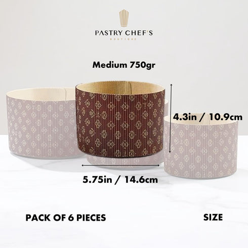 Pastry Chef's Boutique Deluxe Corrugated Panettone Paper Pan Mold - Medium - 750gr - 5.75” x 4-3/16” - Pack of 6...
