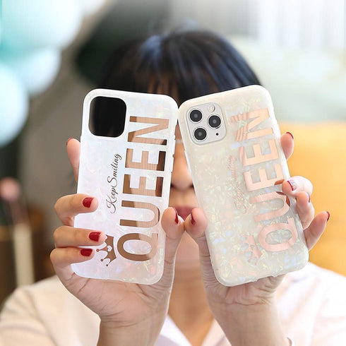 for iPhone 11 Pro Max Case Glitter Sparkling Women Girls Rose Gold Queen Print Girly Design, Soft TPU Silicone Hybrid Protective Sparkle Slim Cove...