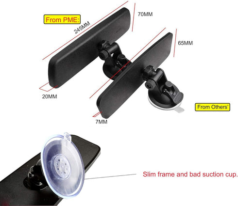 Car Rear View Mirror 9.8” Day/Night Rearview Mirror, Universal Anti-glare Truck Mirror Interior Suction Cup Wide View Mirror - Deluxe Version,Plai...