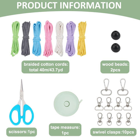 ACRNIGHEET 8PCS DIY Wristlet Keychain Kit for Adult Beginners Macrame Keychain Starter Kit with Tassels Boho Macrame Keychain Making Kit for Begin...