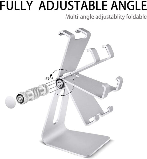 Cell Phone Tablet Stand Adjustable Multi-Angle Aluminum Non-Slip Dock Holder Cradle Charger Station Mount Foldable Portable Desktop Organizer Tabl...