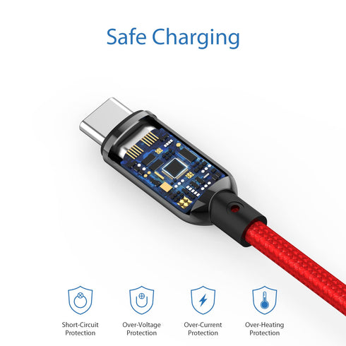 SOOPII 100W 4ft USB C to USB C Cable Fast Charge, Nylon Braided Cable with LED Display for lPhone 15/15 Pro/15 Plus/15 Pro Max,lPad Air,MacBook Pr...