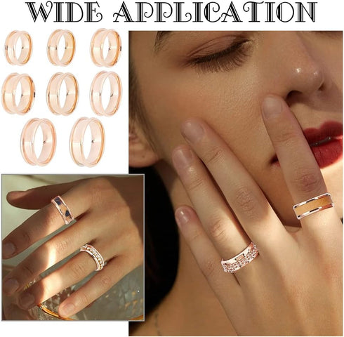 UNICRAFTALE 16pcs Rose Gold Blank Core Ring 8 Sizes Stainless Steel Finger Ring for Inlay Round Grooved Empty Ring Blanks with Velvet Pouches for ...