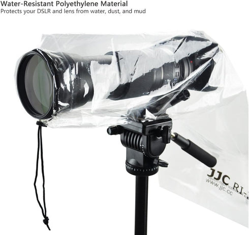 JJC 2 Types DSLR Camera Rain Cover Coat Sleeve Protector for Canon Nikon Fujifilm Sony Olympus Panasonic Pentax Sigma with a Lens & Flash PE Mater...