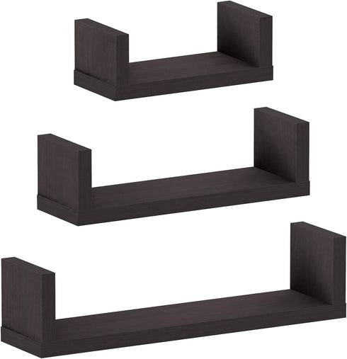 FURINNO Indo Wall Mounted Floating Shelves, Espresso...