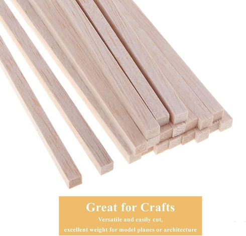 Balsa Wood Sticks 1/4 Inch Square Dowels Strips 12" Long - Pack of 30 by Craftiff...