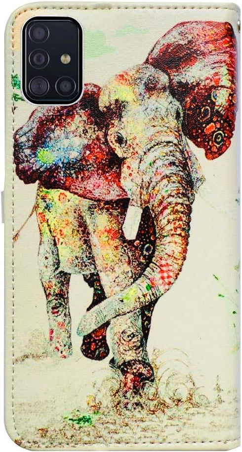 Case for Galaxy A51, Elephant Pattern Leather Flip Case Wallet Cover with Card Slot Holder Kickstand for Samsung Galaxy A51...