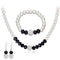 MJartoria Womens Black and White Faux Pearls Necklace Earrings Bracelet Wedding Jewelry Sets Costume Party(Black+White)...