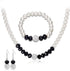 MJartoria Womens Black and White Faux Pearls Necklace Earrings Bracelet Wedding Jewelry Sets Costume Party(Black+White)...