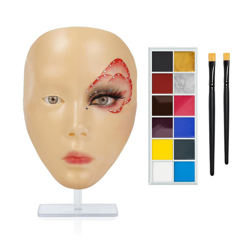 Makeup Practice Face Board, Makeup Mannequin Head for Practice, Eye Makeup Practice Face Silicone, Face Painting Practice Head for Beginners, Make...