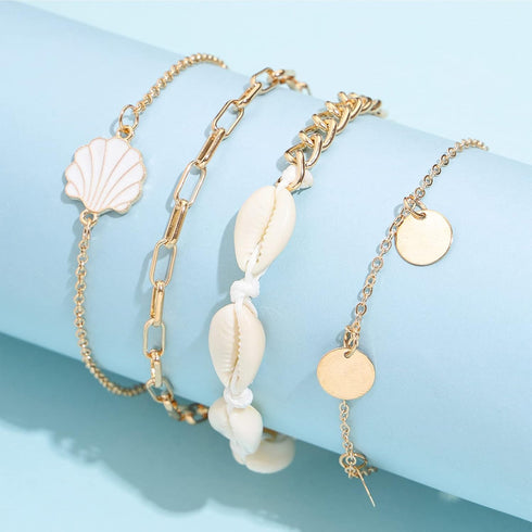 Shell Anklet for Women Luminous Five-pointed Star Foot Chain Summer Bohemian Adjustable Ankle Bracele...