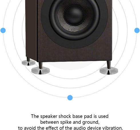 8 Pcs 25 x 4mm Universal Copper Speaker Spikes Pads Speaker Shock Base Pad Isolation Stand Feet Cone Base Mats Floor Disc(Black)...