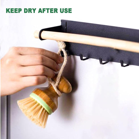 Bamboo Dish Brush, Scrub Brush for Dishes Pots Pans Kitchen Sink Cast Iron Skillet Cleaning, Pack of 2...