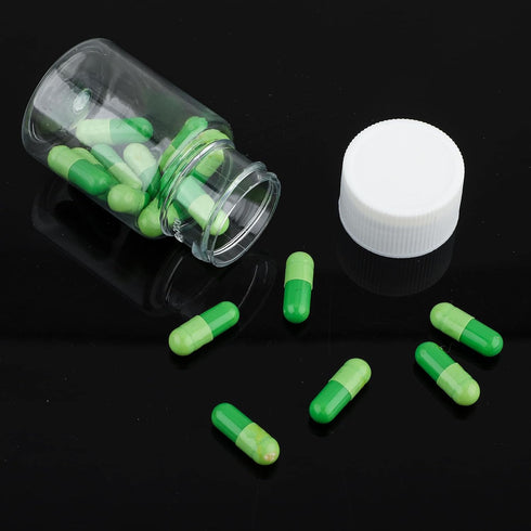 WLLHYF 4Pcs Clear Pill Bottle, 50ml Empty Clear Plastic Pill Bottles Medicine Bottle Empty Reagent Bottle Chemical Containers with Caps for Liquid...