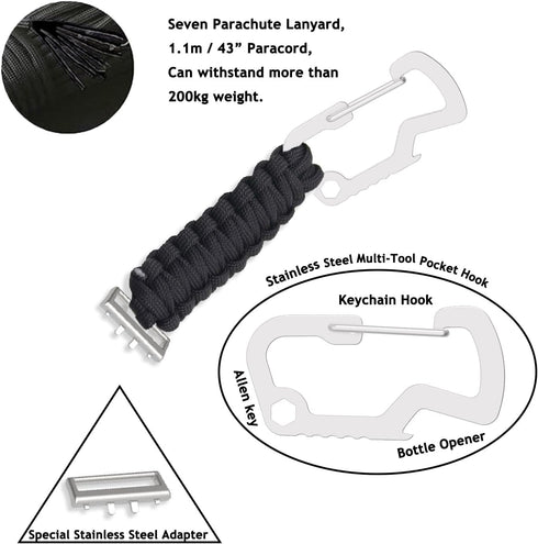 Outdoor Activities Watch Strap Compatible with Samsung Galaxy Fit3 Smartwatches Bands Replacement,Paracord Keychain Clip for Outdoor Camping, Hiki...