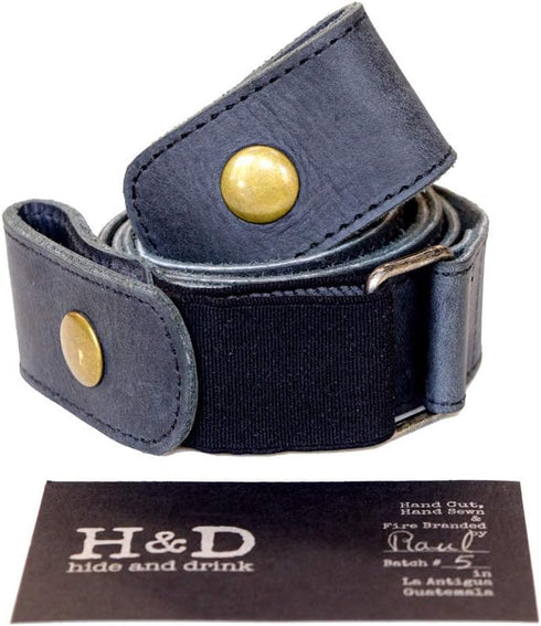 Hide & Drink, Buckle Free Leather Belt / (1.5 in.) Wide/Stretch/Adjustable/Comfortable, Handmade :: Charcoal Black...