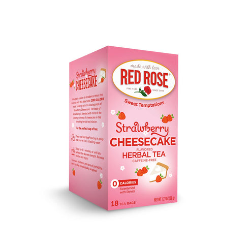 Red Rose Sweet Temptations Dessert Tea Strawberry Cheesecake, Zero Carbs, Zero Sugar Bursting with Flavor Caffeine-Free Delicious Beverage Herbal ...