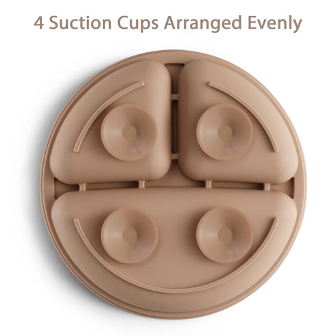 VITEVER Suction Plate with Lid for Toddler, Baby & Kid, 100% Food-Grade Silicone, Divided Design, Microwave & Dishwasher Safe - Natural...