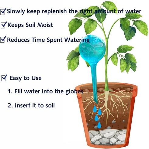 10pcs Plant Self Watering Globe Stakes, Aqua Plant Watering Stakes Automatic Plant Watering Bulb System Spikes, Flower Automatic Watering Device, ...