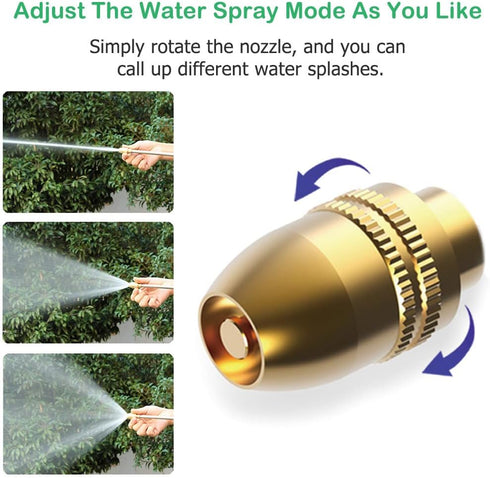 Garden Hose Nozzle Heavy Duty Brass Metal Sprayer Nozzle High Pressure Spray Gun 360° Rotaing Water Adjustmen for Car Washing, Outdoor Gardening, ...