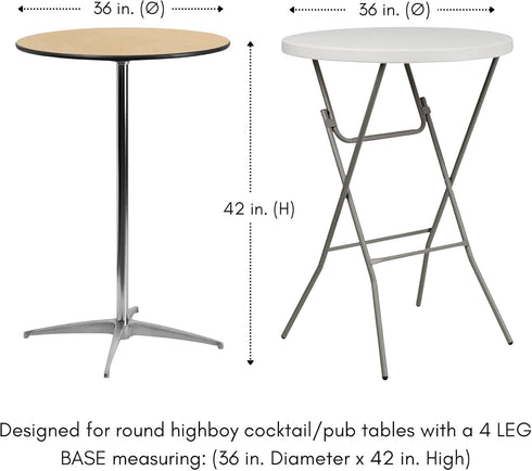 YOUR CHAIR COVERS - 36" D x 42" H Highboy Cocktail Round Stretch Spandex Table Cover - Red, Fitted Elastic Tablecloth for Round Tables, Outdoor Pa...