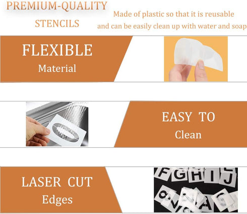 1 Inch Letter Stencils Symbol Numbers Stencil, 68 Pcs Reusable Alphabet Art Craft Templates Interlocking Stencils Kit for Painting on Wood, Wall, ...