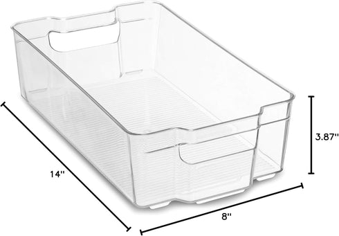 Home Basics Clear Acrylic Food Storage Container Bin for Fridge Freezer or Pantry, Stackable with Handles. Organize Fruit, Vegetables, Yogurt, Sna...