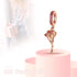 Rose Flower Dangle Charms 14K Rose Gold Plated Pendant for Bracelets...
