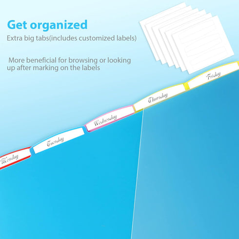 WOT I Plastic 5-tab Dividers with 2 Clear Pockets - 3 Sets, Binder Dividers for 3 Ring Binder, Bright Colors, 15PCS...