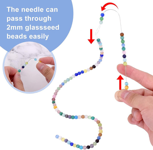 Big Eye Beading pin with Handle, 5.3 "Stainless Steel Beading pin is Used for Bead Rotating Machine, Plastic Loose Beads, Glass Beads, DIY Handmad...