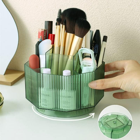 360° Rotating Makeup Brush Holder, Large Capacity Makeup Brush Organizer, 5 Slots Makeup Brushes Cup, Cosmetic Brush Storage for Vanity Bathroom C...