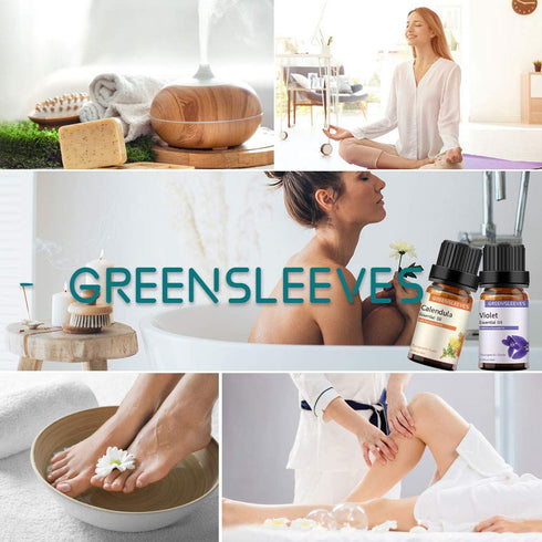 GREENSLEEVES 2 Pack Essential Oil Set, 100% Pure Oils for Diffuser, Humidifier, Massage (Violet+Calendula)...