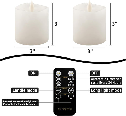 GINROGD Flameless Candles with Remote Timer Battery Operated Candles Flickering Led Pillar Fake Candles 3-inch Real Wax for Home Decor Ivory Holid...
