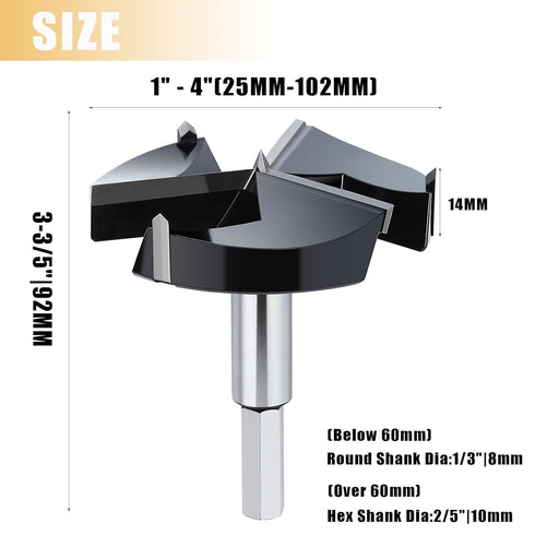 2-3/8" | 60mm Forstner Drill Bit,Triple Flute Tungsten Carbide Tipped - for Hard Wood,Soft Wood Woodworking Hinge Cutter Tool Kits for Veneered Pl...