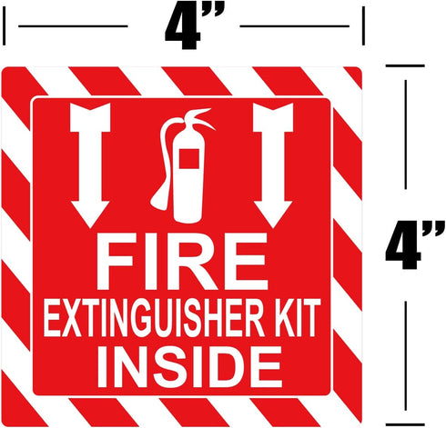 Green First Aid Kit Inside Red Fire Extinguisher Inside Stickers 4 Inch Safety Sign-Adhesive First Aid Kit Sign Decals UV Resistant 8 Pcs Industri...
