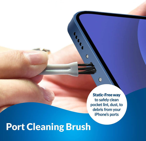 Aluminum Dust Plugs (2-Pack) - Compatible with iPhone 14-7, Plus, Max, Pro, iPad, Lightning Port - Incl. Holders & Brush...
