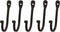 Early American Single Prong Wrought Iron Hooks, Set of 5 - Rustic Curved Metal Fasteners - Decorative Colonial Wall Décor...