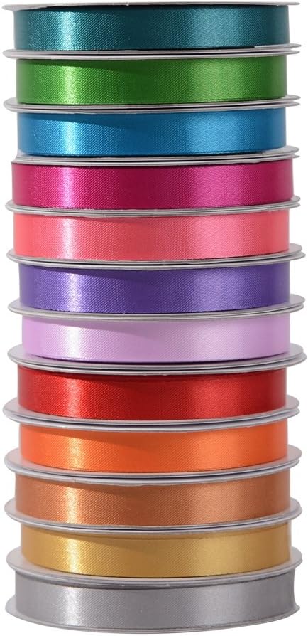 3/8 inch Satin Ribbons Assorted Colors (Solid Bright)...
