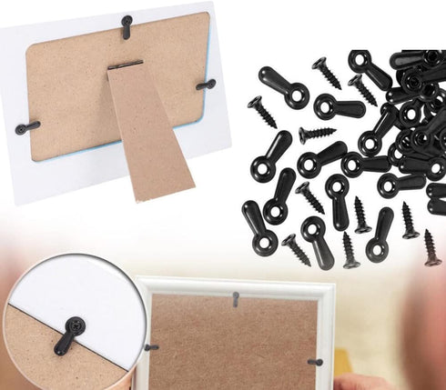 320PCS Picture Frame Turn Button Fasteners Set Picture Frame Hardware Backing Clips with Screws for Hanging Pictures, Drawing Crafts, Photos, Blac...
