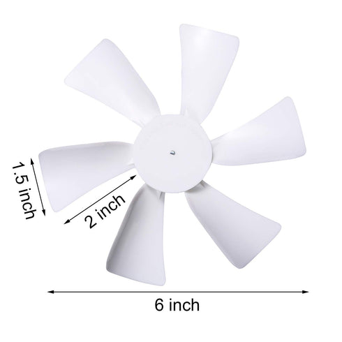 6" Replacement White RV Vent Fan Blade with 12V D-Shaft Motor, Compatible with Heng's, Elixir, Ventline, Jensen...