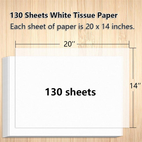 130 Sheets 20"x14" White Wrapping Tissue Paper Bulk for Gift Bags Christmas Weddings Birthday Arts Craft Party Decoration...