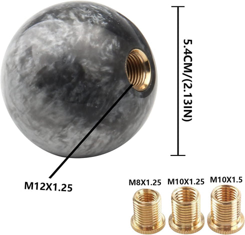 Round Ball Shift Knob Universal Marble Style Gear Shift Knob 5 6 Speed for Manual Automatic Vehicles with Adapters (Gray)...