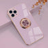 Case for iPhone 11 Pro Max Ring Holder Case with Diamond Shiny Plating Rose Gold Edge Built-in 360 Rotation Magnetic Kickstand for Women Girls Sli...